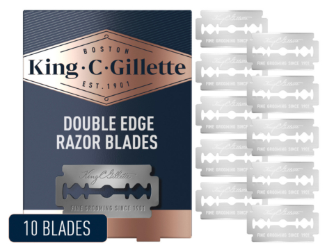 King C. Gillette Double Edge Safety Razor Refill Blades (10 Count)